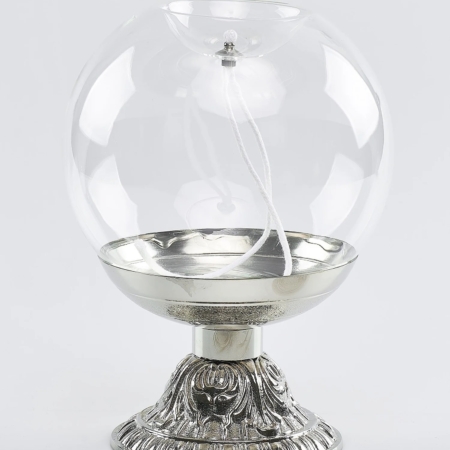 Lampada sfera bianca con base
